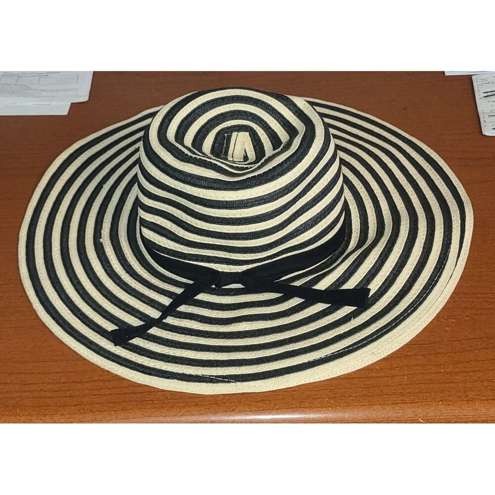 Lake Shore Drive Women's Sun Hat Beige & Black Spring Summer Beach One Size
